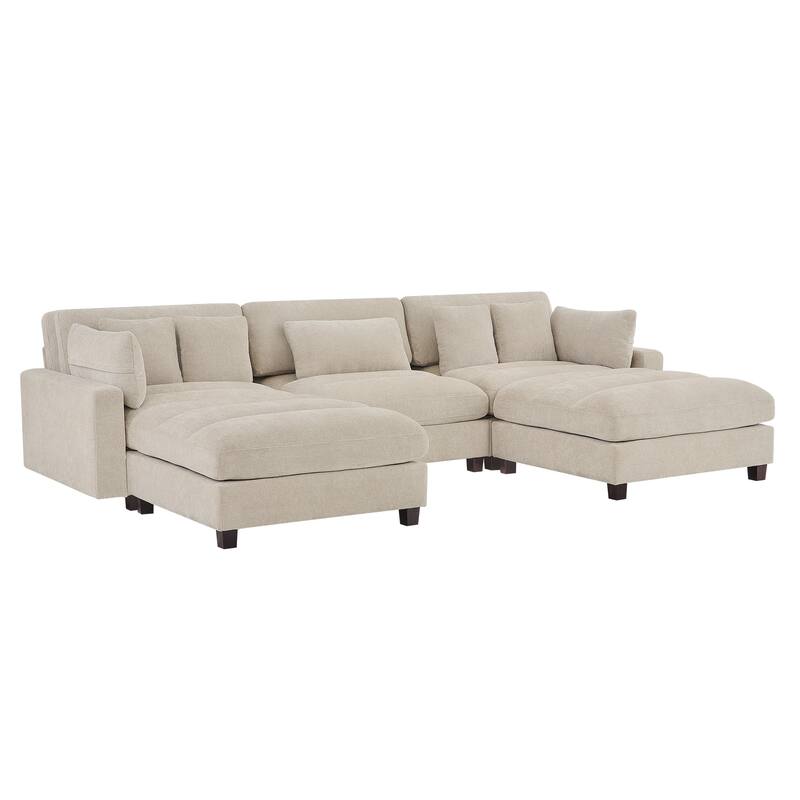 128.4 Inch Chenier Combination Sofa (With Pillow And Ottoman) - 128.4"W X 44.1"D X 33.9"H