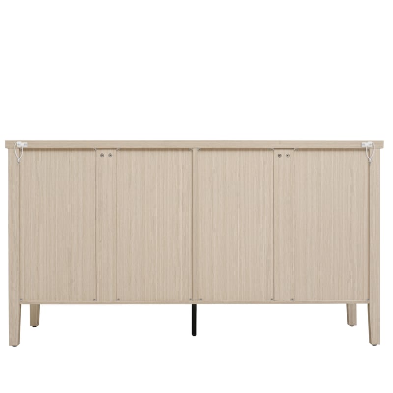 4 Door Carved Storage Cabinet, Multifunctional Wooden Sideboard Cabinet, Accent Cabinet with Adjustable Shelves & Support Feet