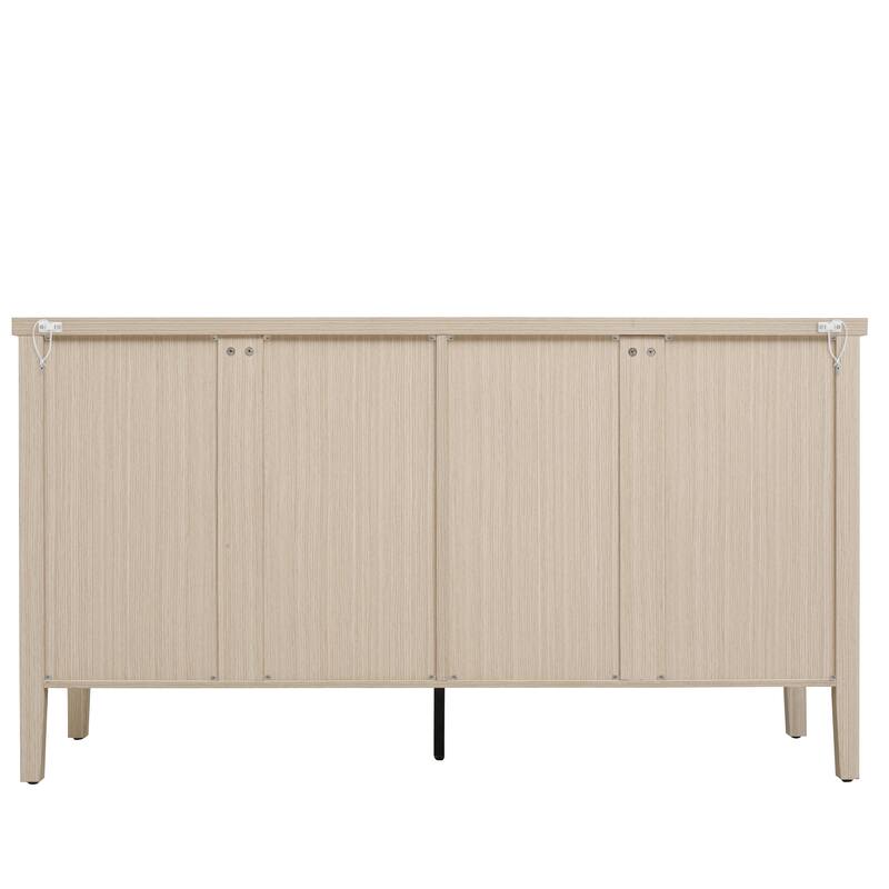GDFStudio - Oakvista Modern Wooden Storage Sideboard Buffet Cabinet with 4 Doors and Adjustable Shelves