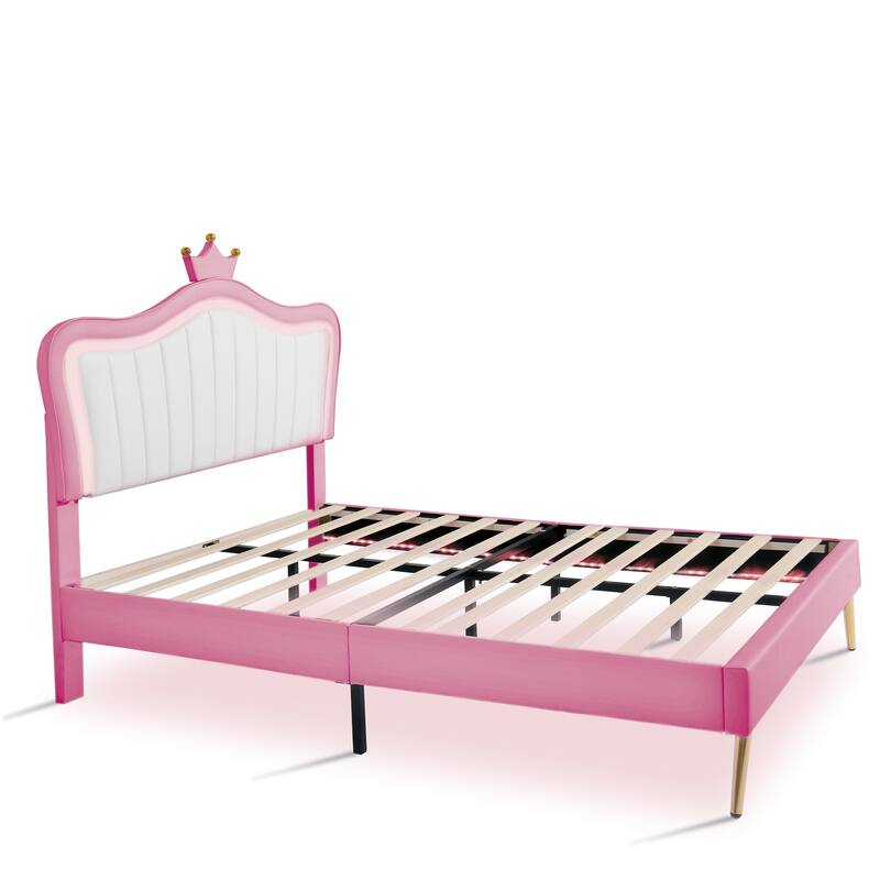 Upholstered Princess Bed with LED Lights