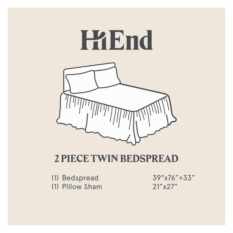 HiEnd Accents Stella Faux Silk Velvet Ruffle Skirt 3 Piece Bedspread Set with Pillow Shams