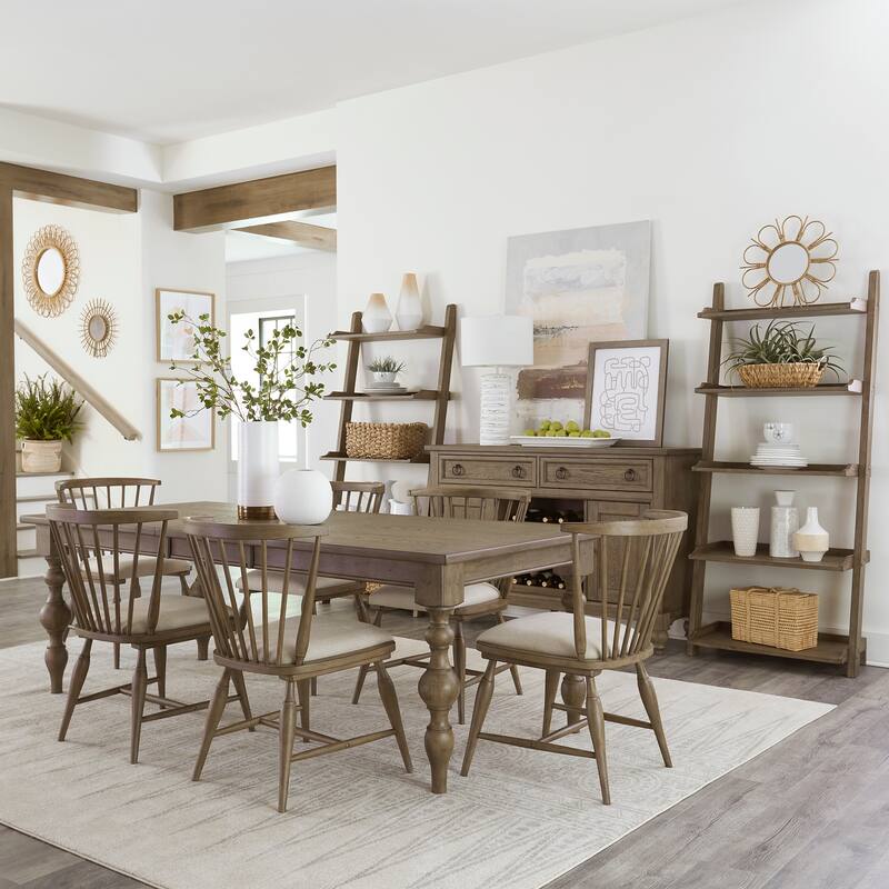 Americana Farmhouse Dusty Taupe 7 Piece Rectangular Table Set - Dusty Taupe