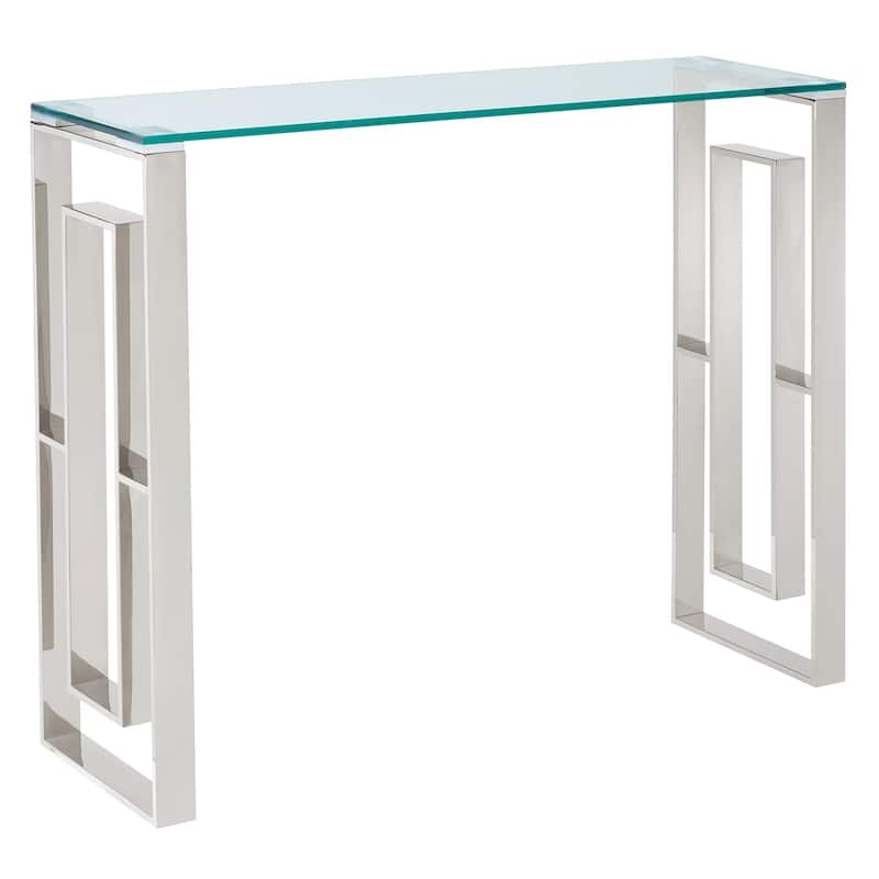 Glass Top Console Table - 39.5" - Silver and Clear