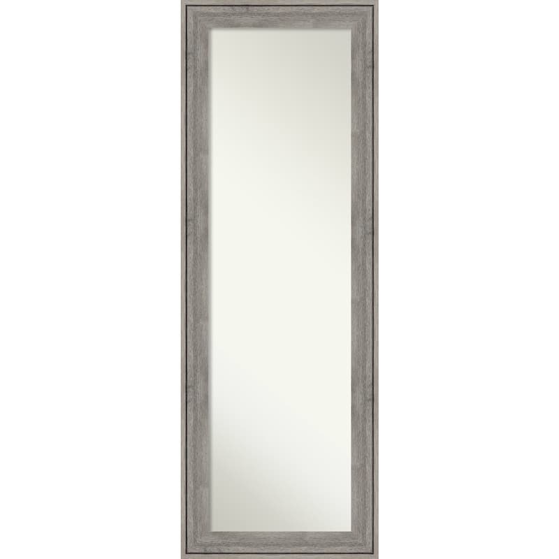 Non-Beveled Wood Full Length On The Door Mirror - Regis Frame - Regis Barnwood Grey - Outer Size: 19 x 53 in