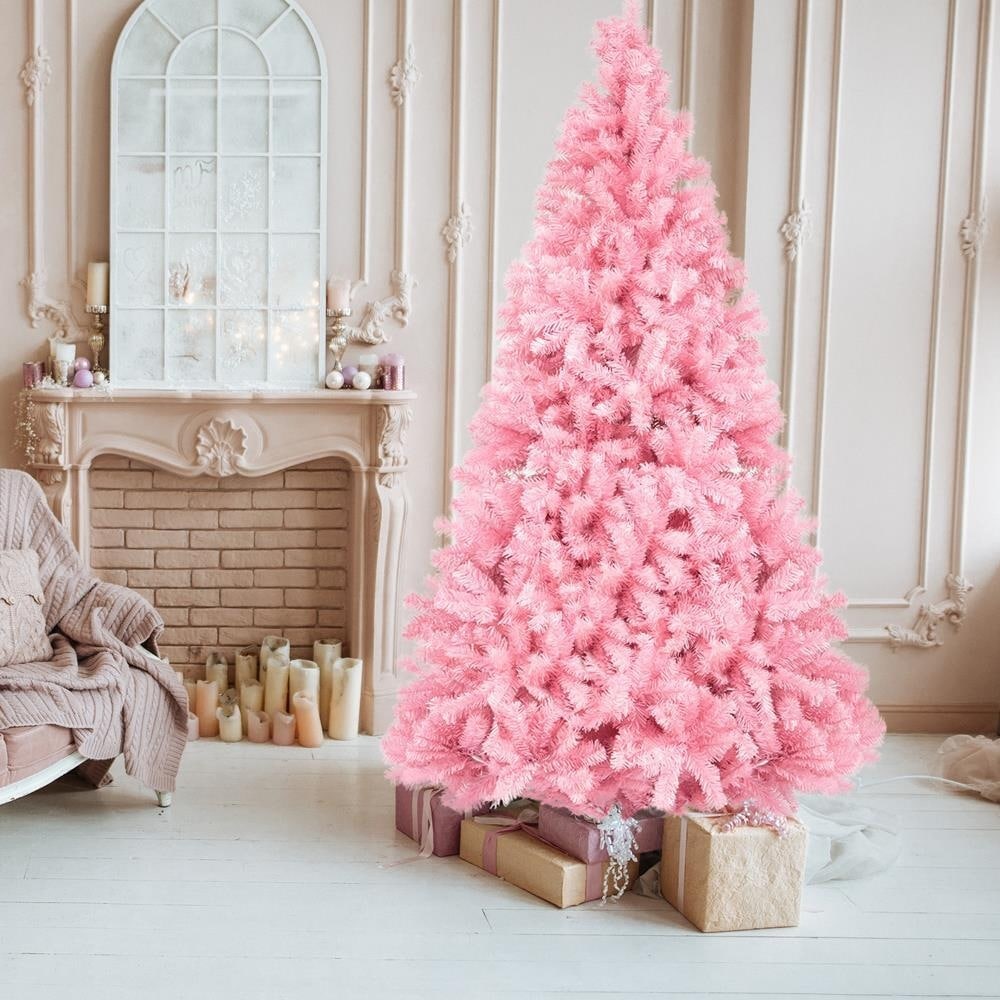 7 ft Pink Christmas Tree with Metal Stand On Sale Bed Bath