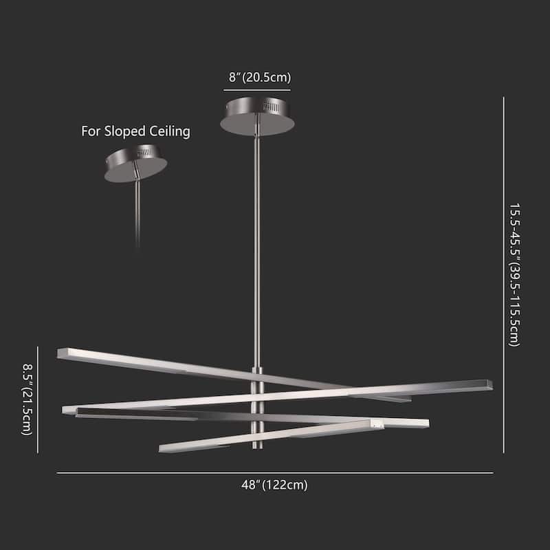 SAFAVIEH Couture Adolfine Metal Adjustable Led Chandelier - 48 In. W x 48 In. D x 17/47 In. H - Nickel