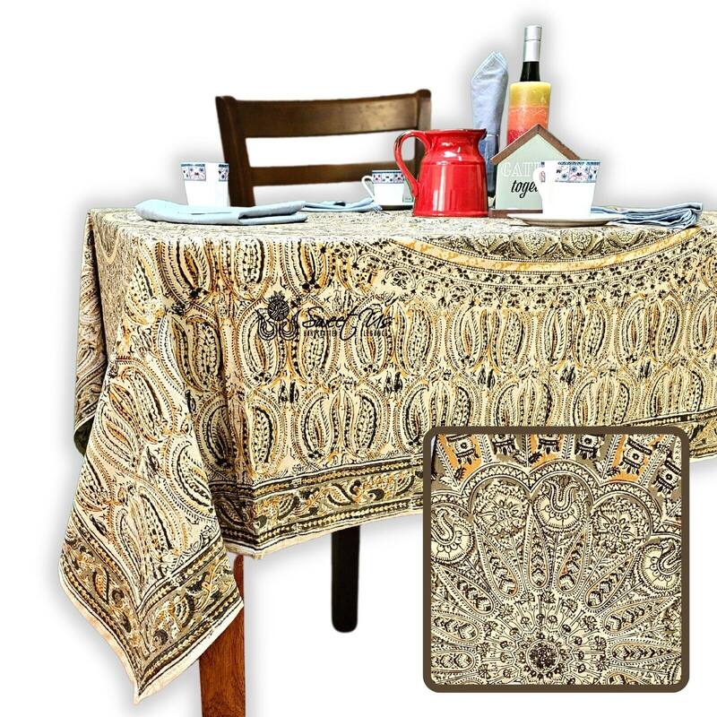 Lush Floral Block Print Vegetable Dye Cotton Table Linen Collection