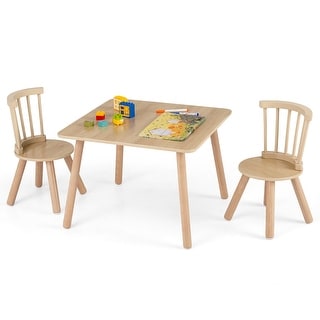 Gymax 3PCS Toddler Furniture w/Pine Wood Frame Curved Backrest Round