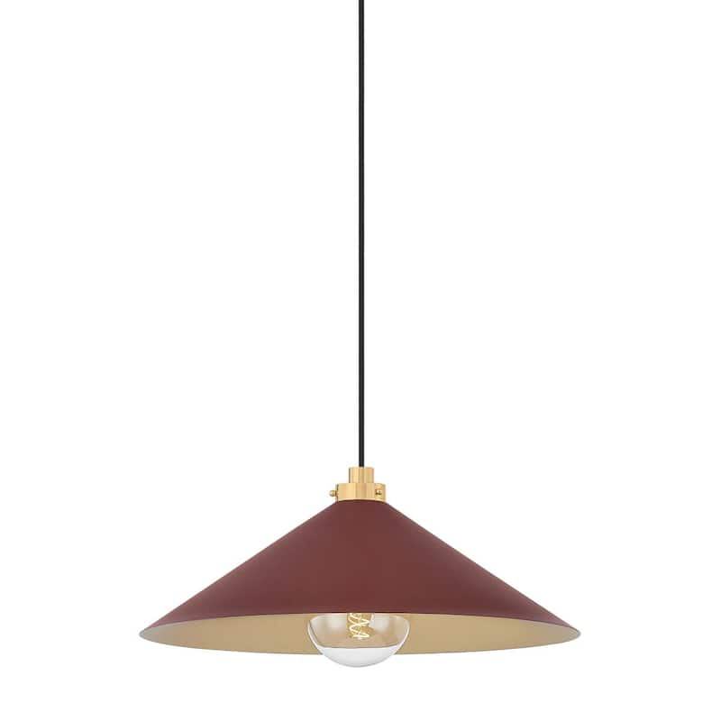 Hudson Valley Lighting MDS1402 Clivedon 20" Wide Pendant - Aged Brass / Soft Crimson