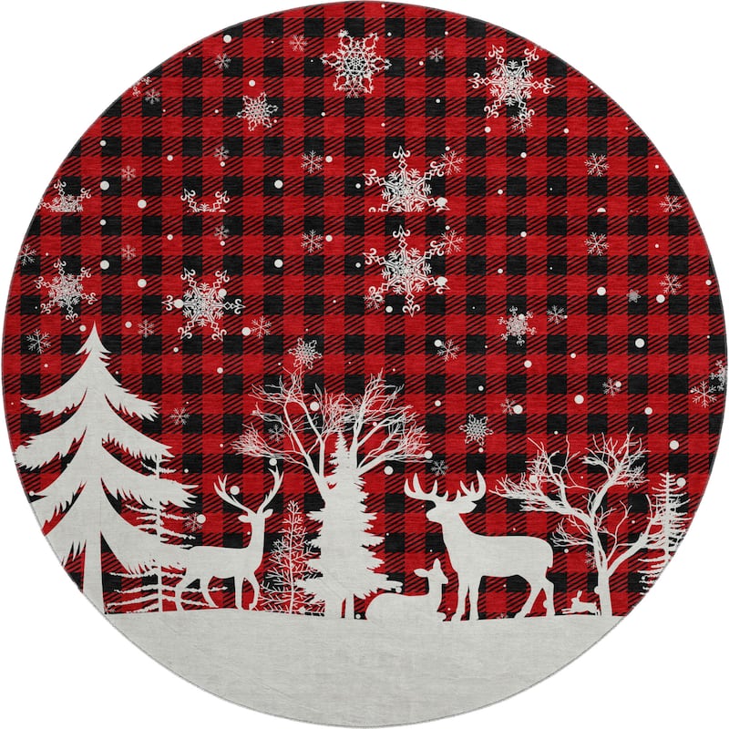 Premium Washable Super Soft Winter Reindeer Tree Mayfield Rug