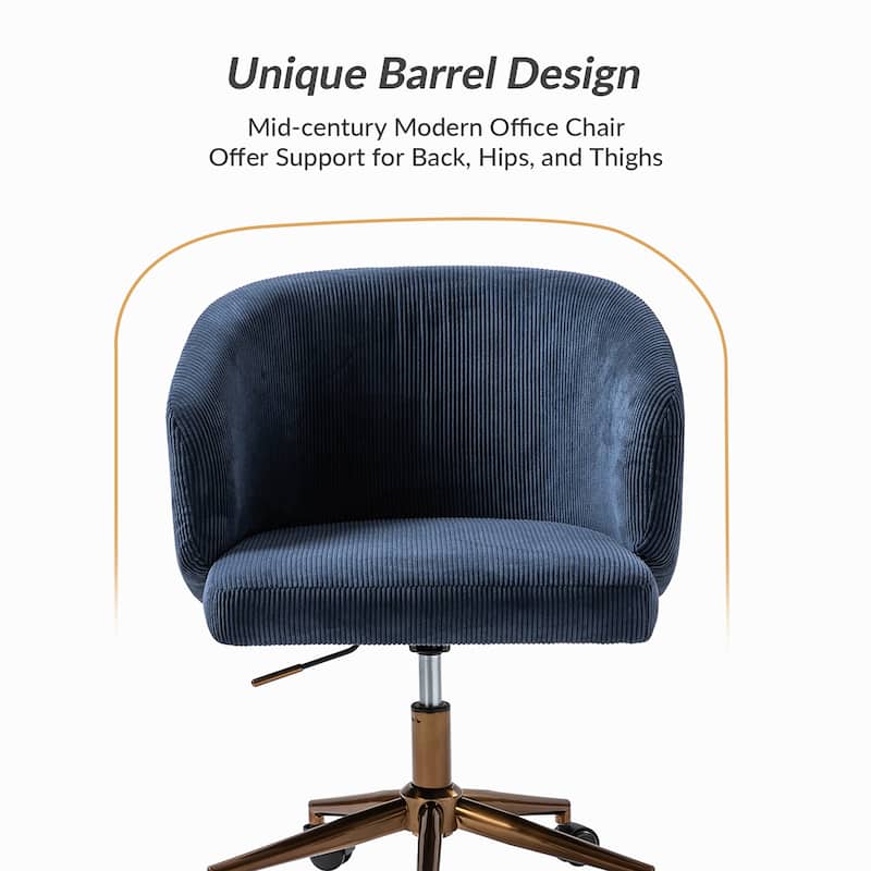 Astore Modern Corduroy Ergonomic Barrel Swivel Office Chair with Height-Adjustable by HULALA HOME