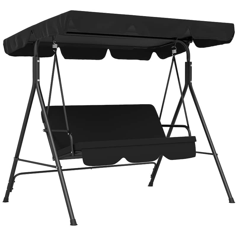 3-Seat Outdoor Porch Swing with Removable Cushion, Steel Frame Stand and Adjustable Tilt Canopy