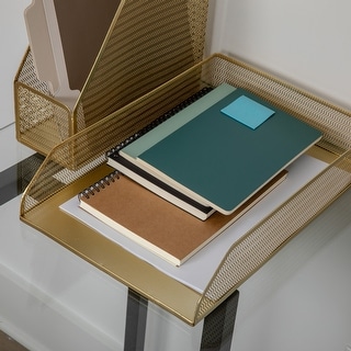 Martha Stewart Steel Mesh 3 Tier Stackable Desktop Letter Tray and File ...