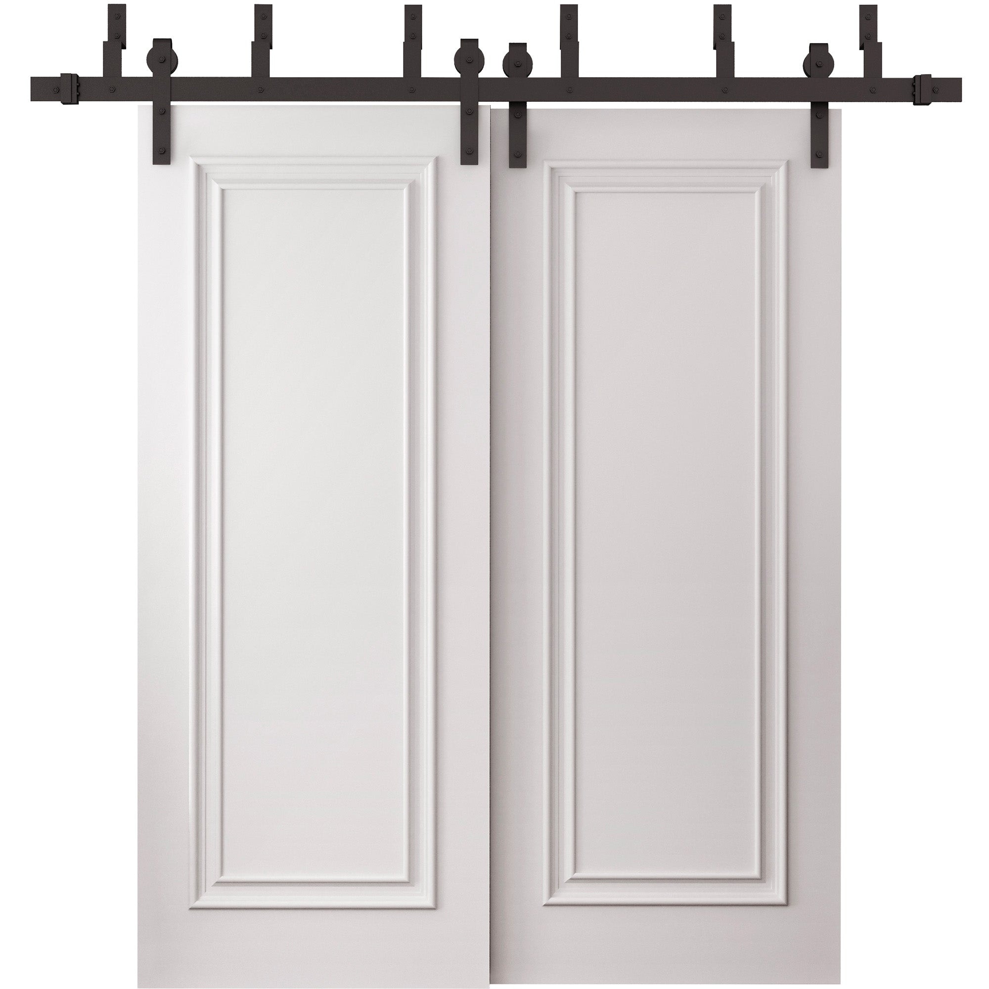 SartoDoors | Closet Door Bypass Barn Door | Solid Wood | Hardware Set | 36x80, White Bedroom Door Bathroom Door Pantry Door
