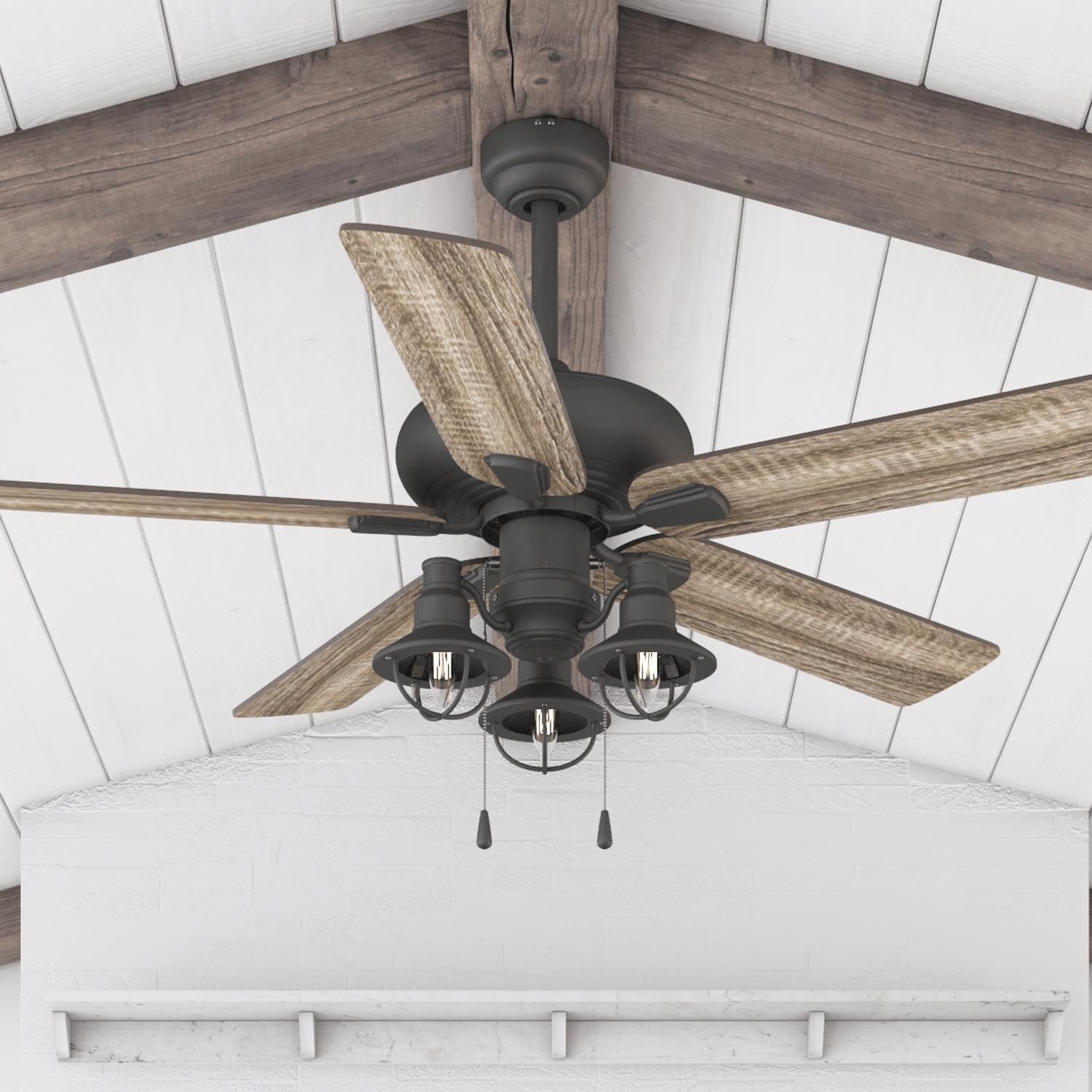 52" LED Edison Bulb Aged Steel 2 Light Indoor Ceiling Fan 