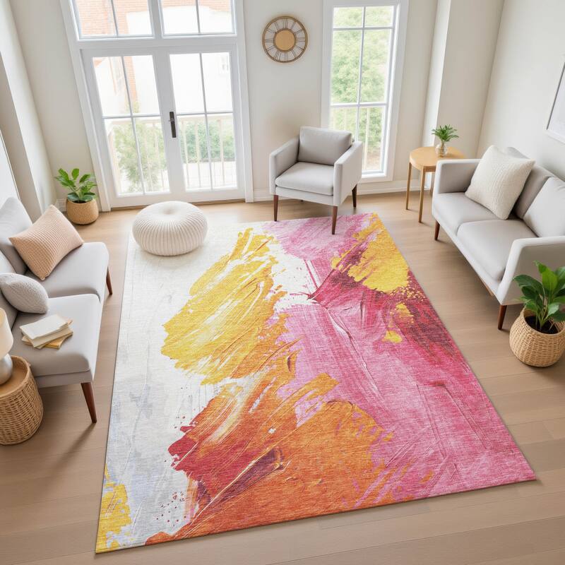 Premium Washable Super Soft Modern Brushstrokes Mayfield Rug