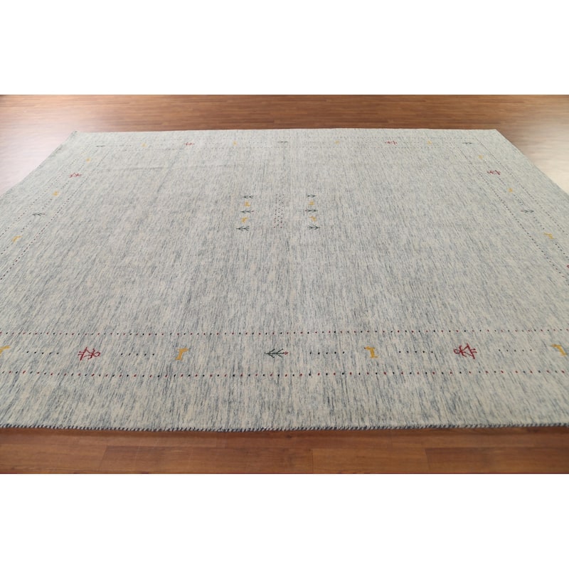 Tribal Ivory Gabbeh Area Rug Handmade Indian Wool Carpet - 9'2"x 11'8"