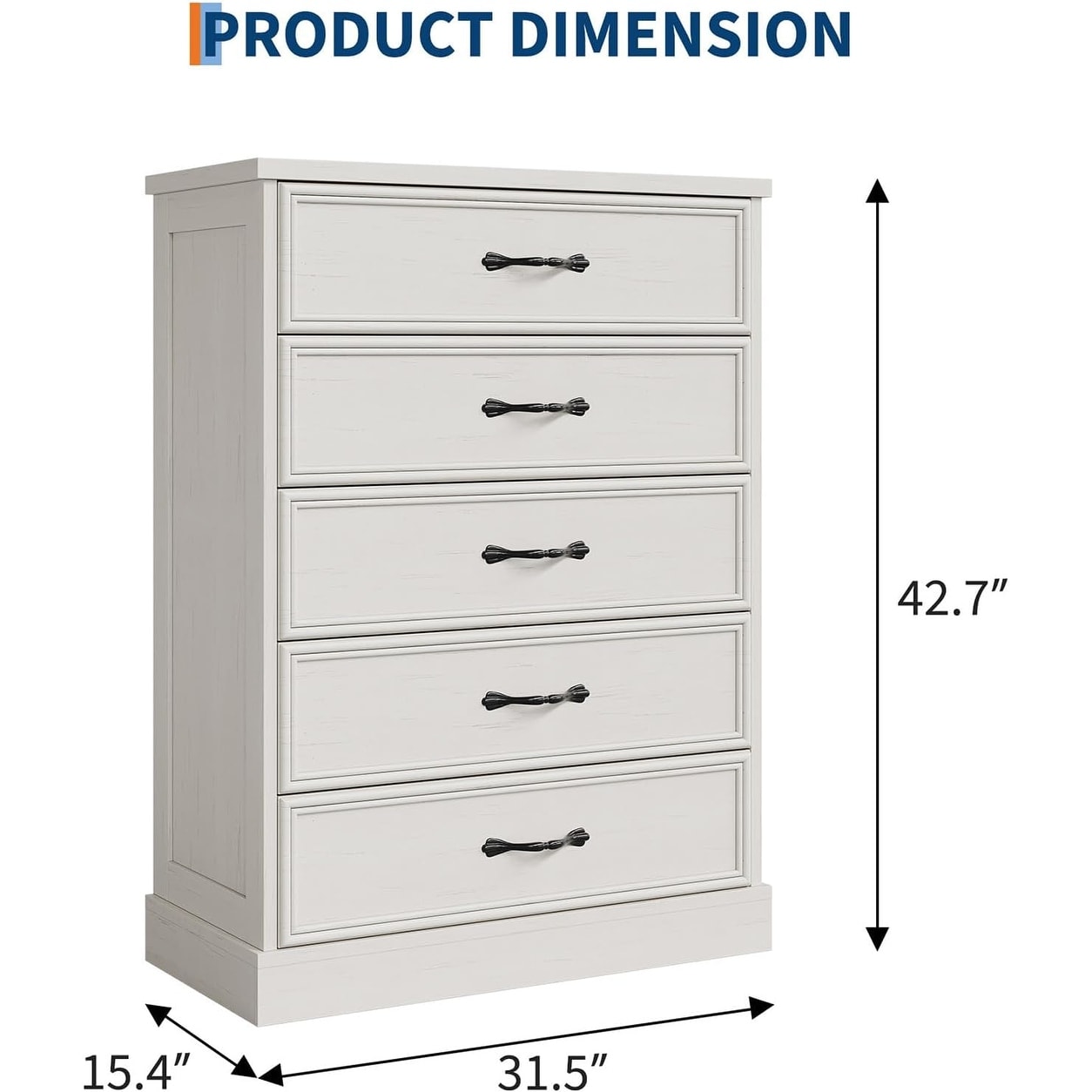 Wooden Chest with Large Storage Drawers, Modern Dresser Organizer for Living Room Nursery Entryway