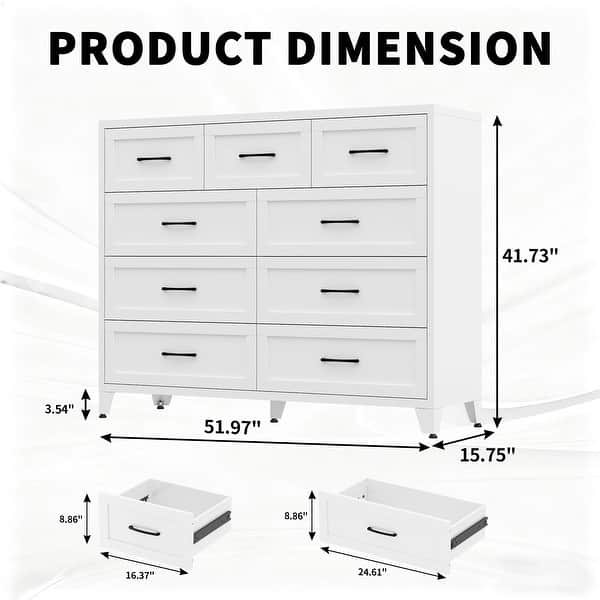 Nine-Drawer Tall Dresser Metal Storage Cabinet Smooth Gliding Drawers ...