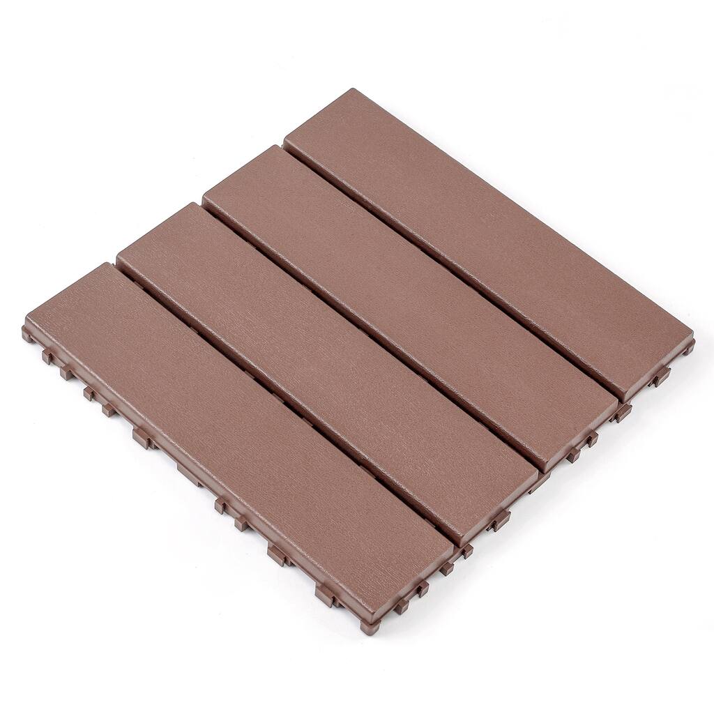Plastic interlocking decking tiles, 44 packs of terrace decking tiles, 12 inches x 12 inches waterproof
