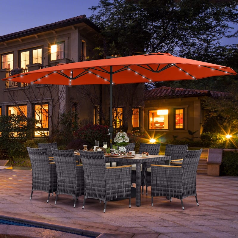Costway 11 PCS Patio Dining Set with 15 ft Double-Sided Patio Umbrella - See Details