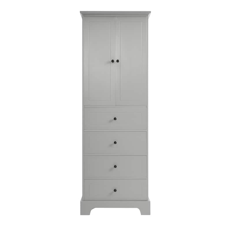 Storage Cabinet with 2 Doors and 4 Drawers for Bathroom Office