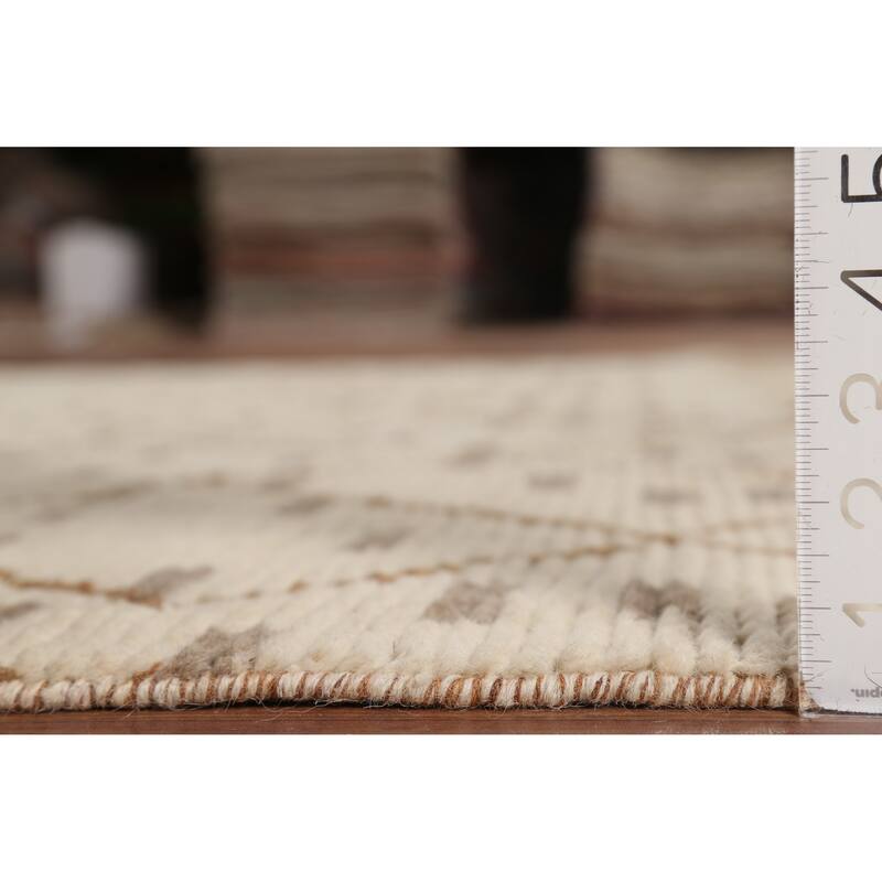 All-Over Moroccan Abstract Area Rug Hand-Knotted Oriental Wool Carpet - 6'2"x 9'10"