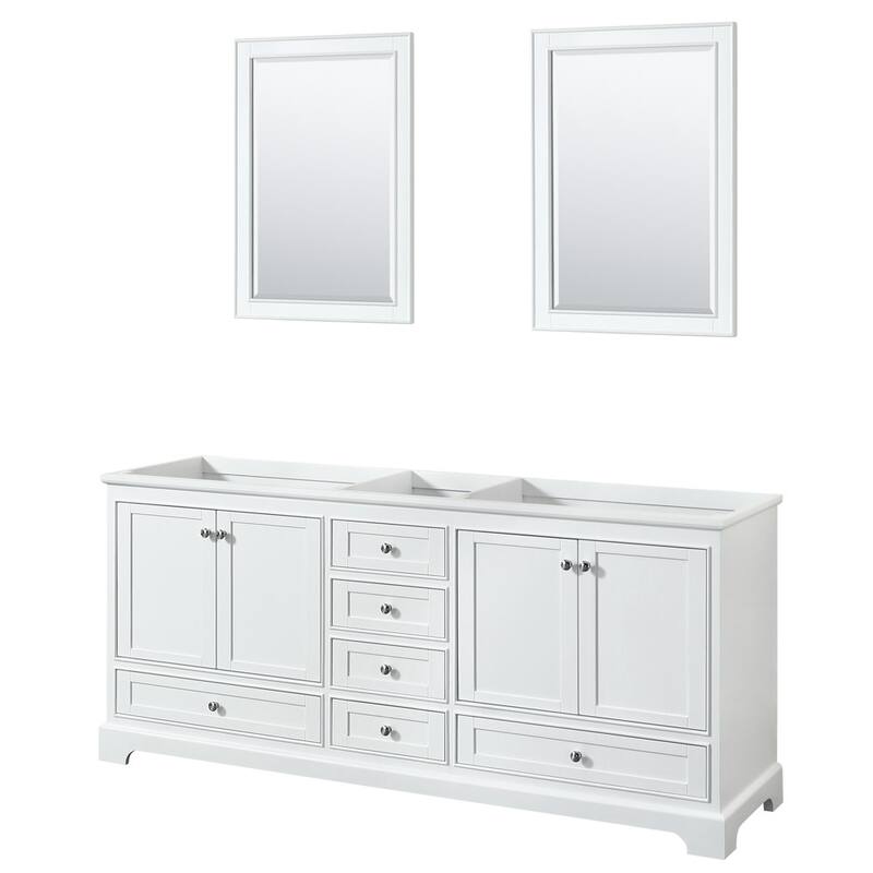 Wyndham Collection Deborah 79" Free Standing Double Wood Vanity - White / Polished Chrome Hardware