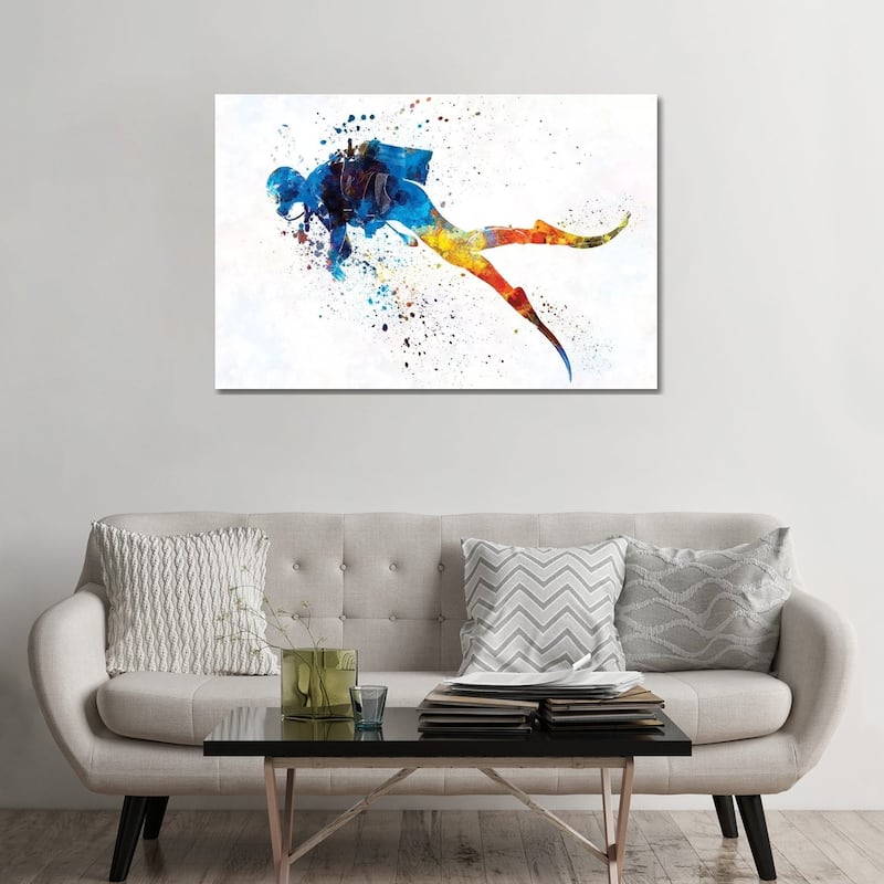 iCanvas "Scuba Diver In Watercolor I" by Paul Rommer Canvas Print - 32x48x1.5