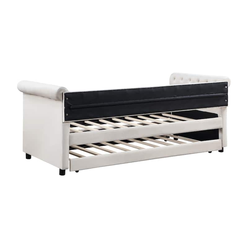 Daybed with Trundle Upholstered Tufted Sofa Bed