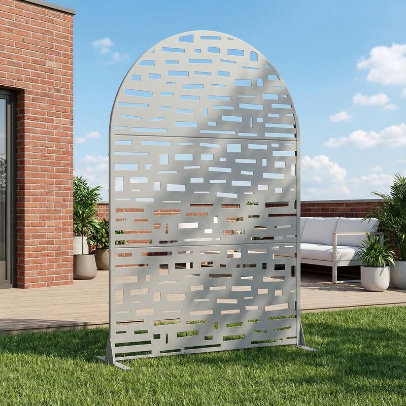 Dovelina 6ft.Outdoor Freestanding Metal Privacy Screen Decorative Garden Fence - 72"x47" - Grey