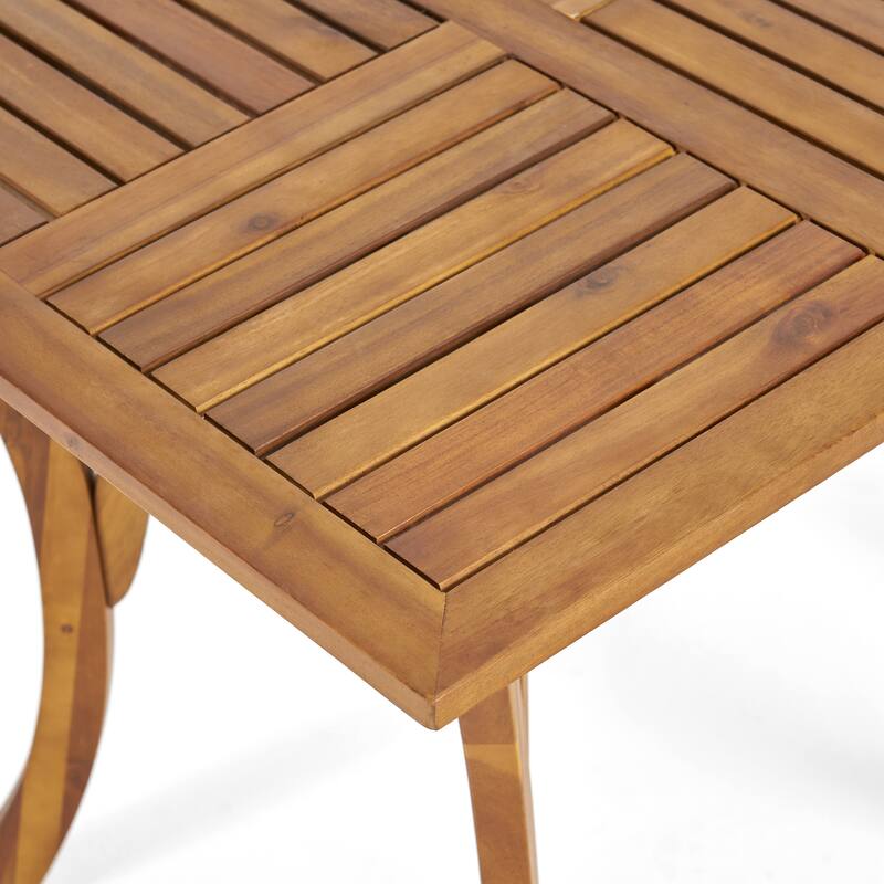5 Piece Outdoor Acacia Wood Patio Dining Table and Chairs Set with Soft Cushions