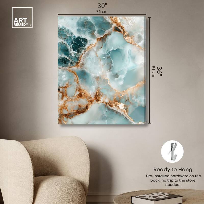 Teal Marble Majesty Canvas by Art Remedy, Gallery Wrapped