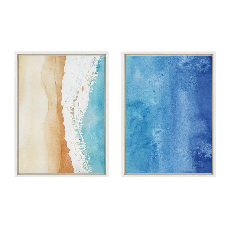 Kate and Laurel Sylvie Ocean Wake 1 and 2 Framed Canvas by Julie Maida