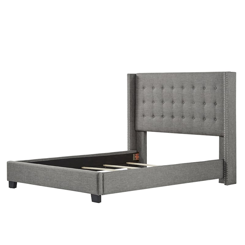 Melina Tufted Linen Wingback Platform Bed by iNSPIRE Q Bold