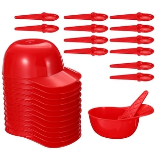 12 Set Ice Cream Bowls and Spoons Set, 8oz Baseball Cap Ice Cream Bowl