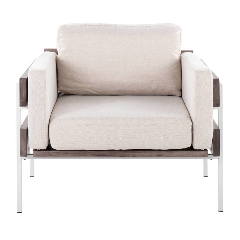 Carbon Loft Kari Accent Chair - Cream Fabric/Grey Wood/White Metal
