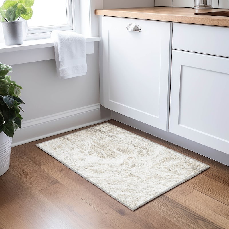 Machine Washable Indoor/ Outdoor Modern Abstract Chantille Rug