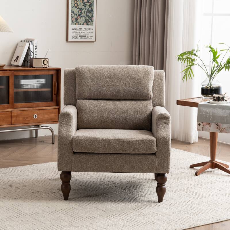 Upholstered Armchair With Wood Legs, Accent Chair