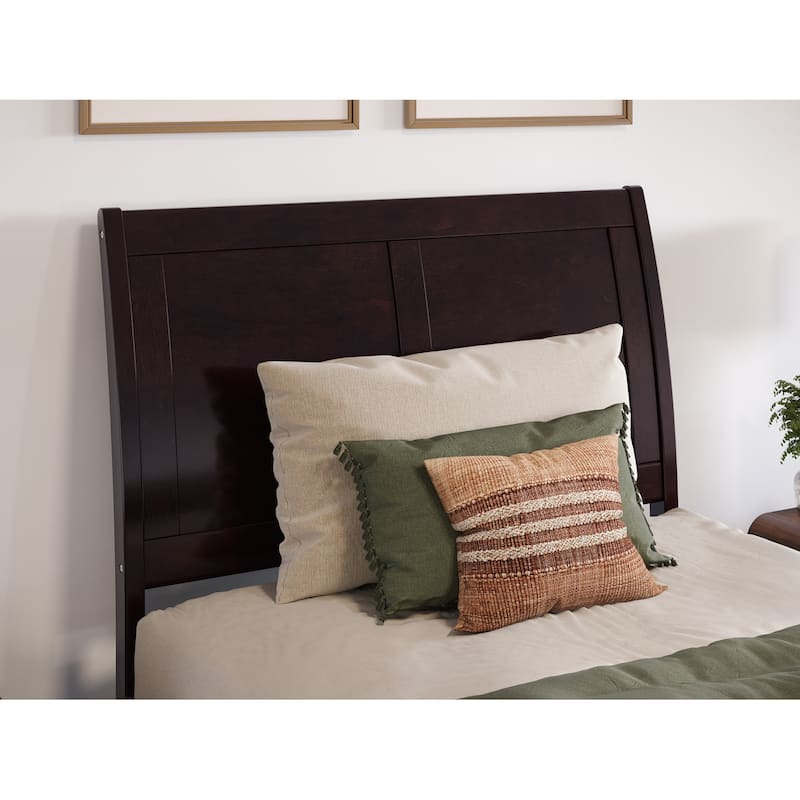 Valencia Solid Wood Low Profile Sleigh Platform Bed with Matching Footboard