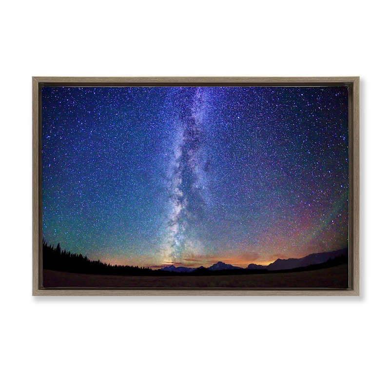 Stupell Milky Way Stars over Earth Framed Floater Canvas Wall Art Design By Royce Bair - 31 x 21 - Brown