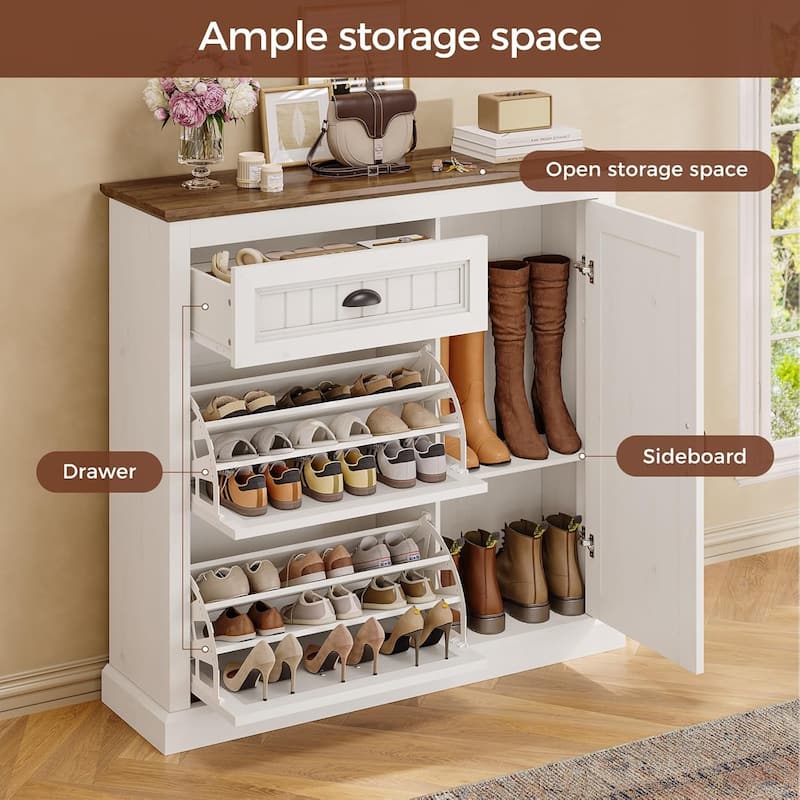 Shoe Storage Cabinet with Large Flip Drawers Shoe Rack Cabinet