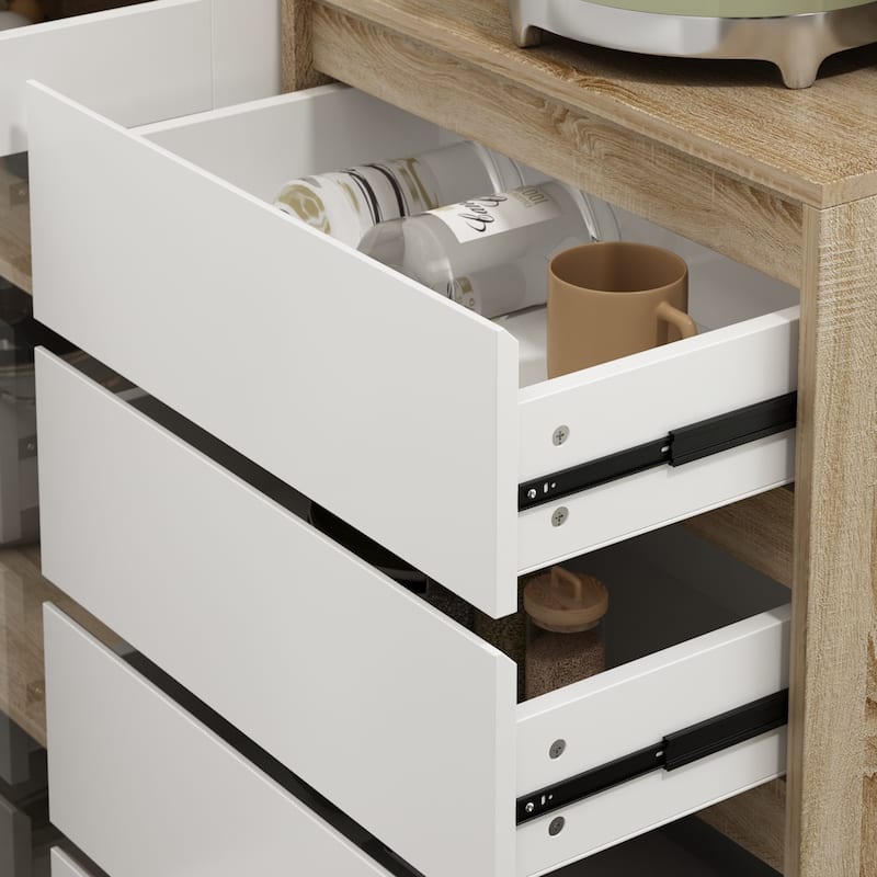 63"W 74.8"W Buffet with Hutch, Freestanding Kitchen Pantry