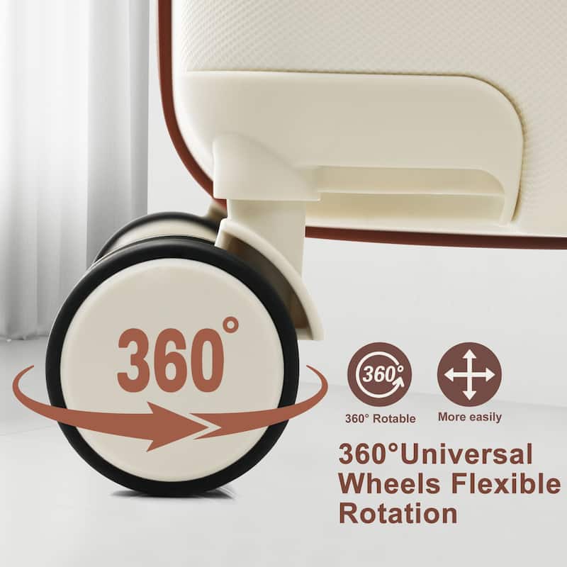 3-Piece, 20, 24, 28-Inch Modern Premium Luggage with TSA Lock and 360° Spinner Wheels, for Boarding Travel, Ivory