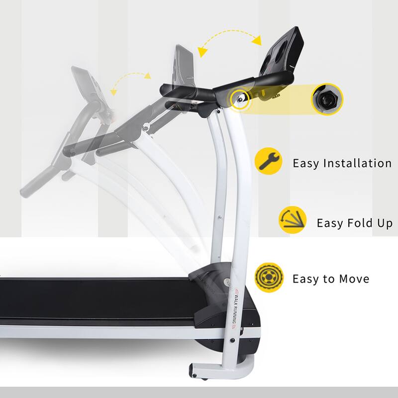 High Performance Folding Treadmill, Workout Running Machine with LCD Display and Phone Slot