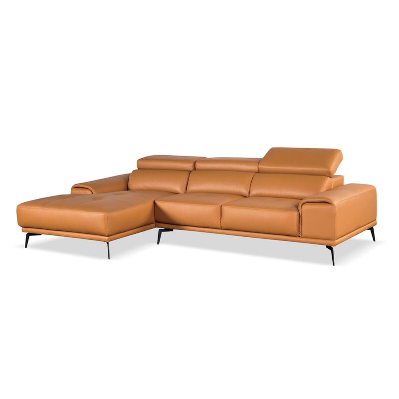 Furniture of America Jacques Modern Low Profile Leather L-Shaped Sectional with Chaise