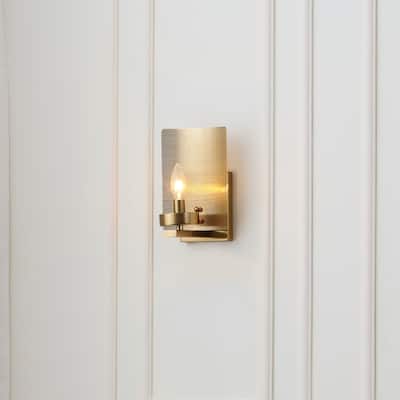 Vidalite Aurelia 1-Light Brass Wall Sconce, Single Light Wall Lamp in Brass Art-Deco Style with Clear Glass Shades - 9.5" x 6"