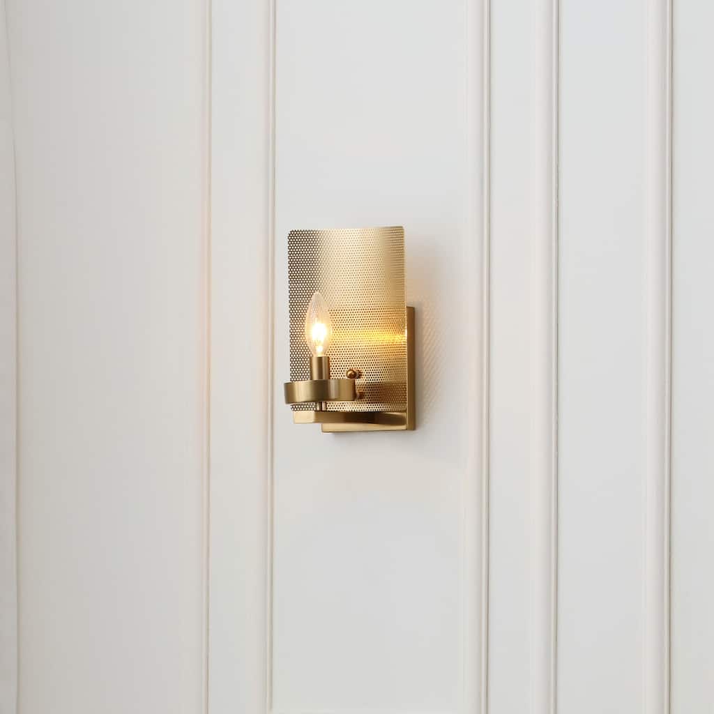 Vidalite Aurelia 1-Light Brass Wall Sconce, Single Light Wall Lamp in Brass Art-Deco Style with Clear Glass Shades - 9.5" x 6"