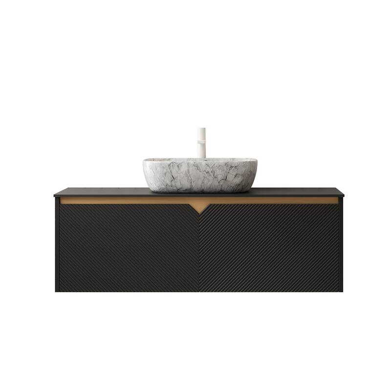 48" Bathroom Vanity with Vessel Sink, Wall-Mounted Floating Storage Cabinet with Double Doors