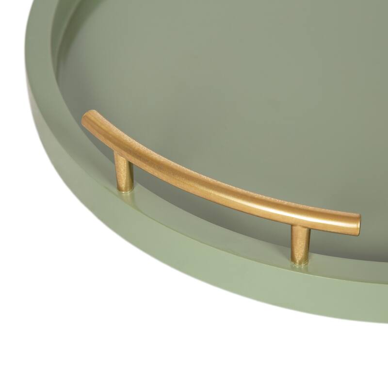 Kate and Laurel Halsey Wood Round Decorative Tray